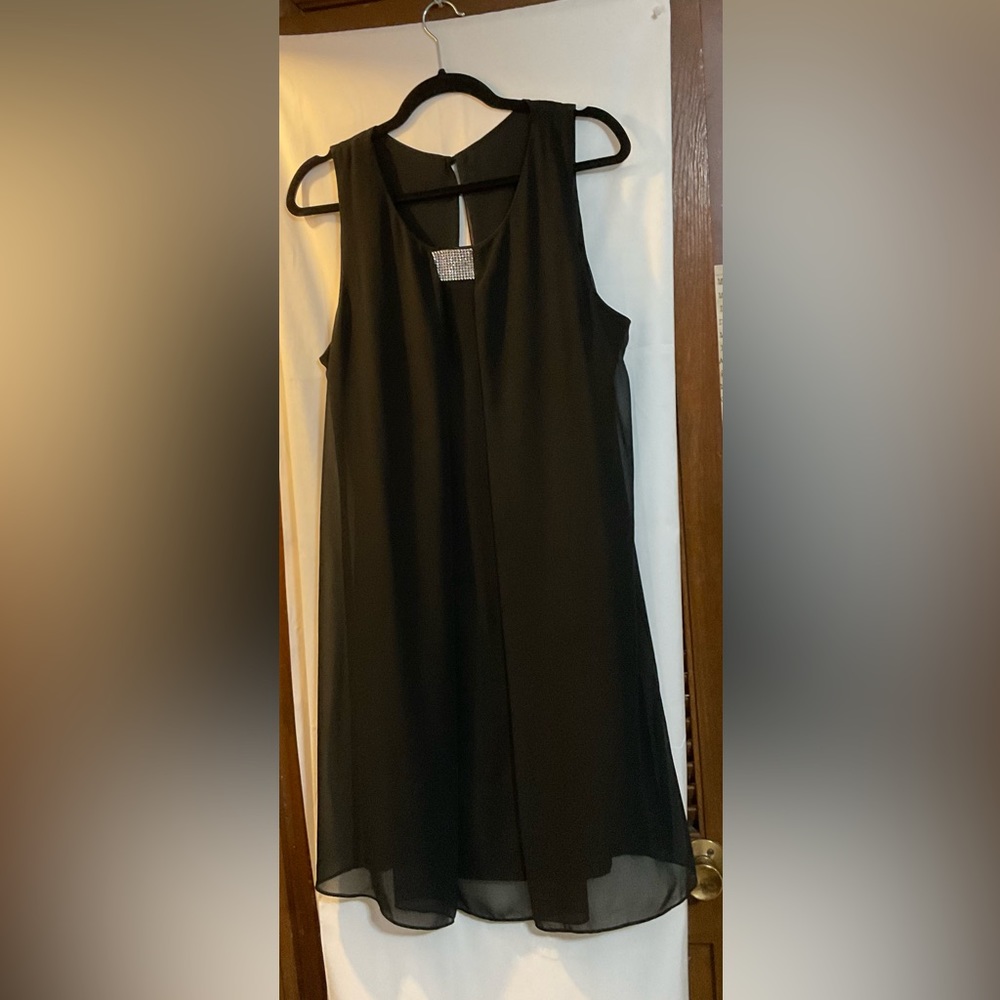 MSK Basic black dress sz. 16 sleeveless,overlay chiffon lightweight party dress.
